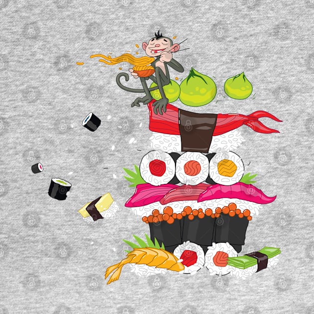 monkey eating shushi by Mako Design 